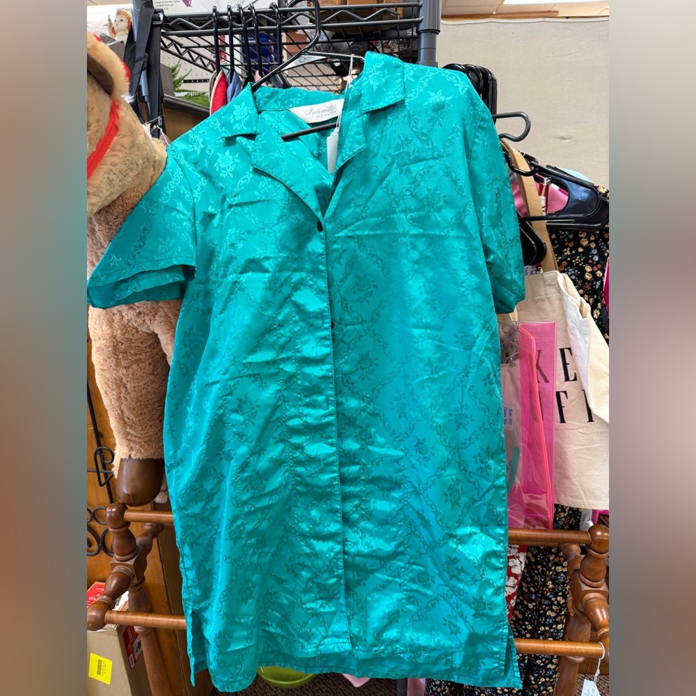 Vintage Elegant Teal Women's Pajama Gown